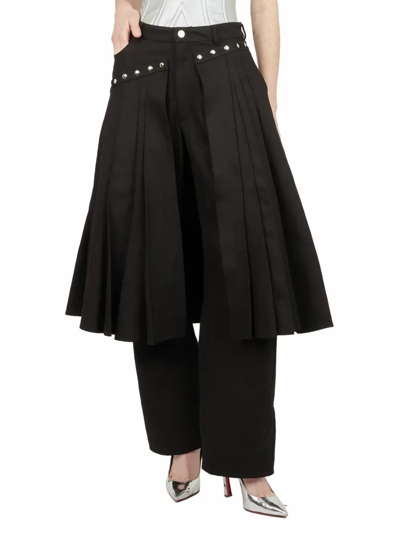 PANTS WITH REMOVABLE PLEATED SKIRT