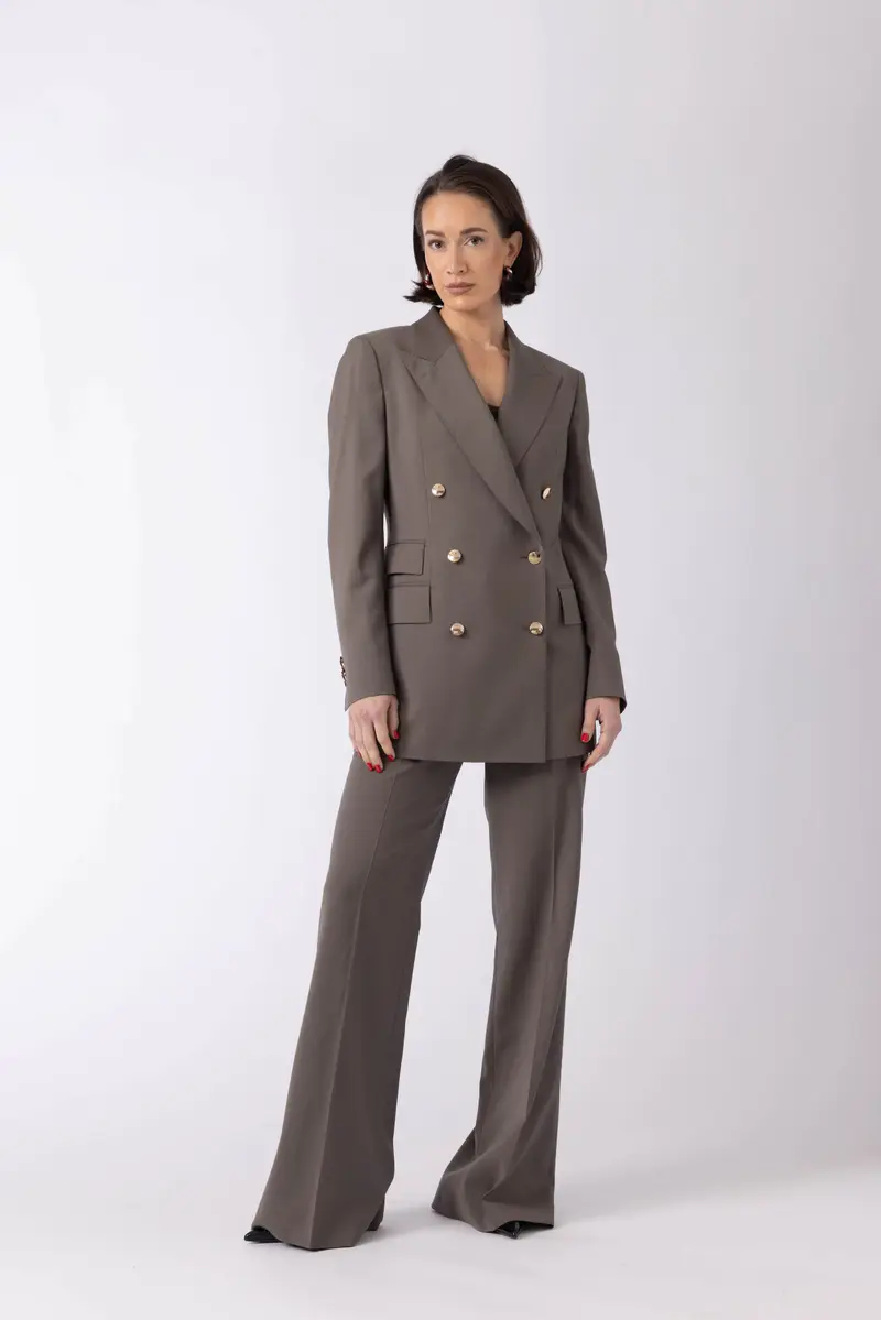 Amsterdam Jacket - Double-breasted fitted jacket in brown