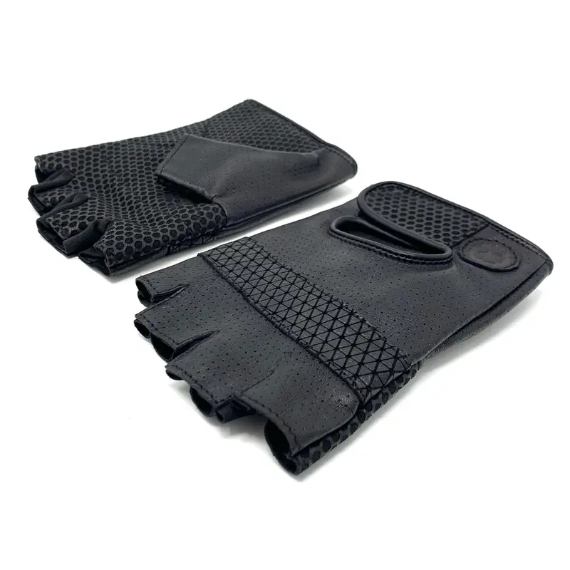 Harry Half Finger Gloves, Textured Black