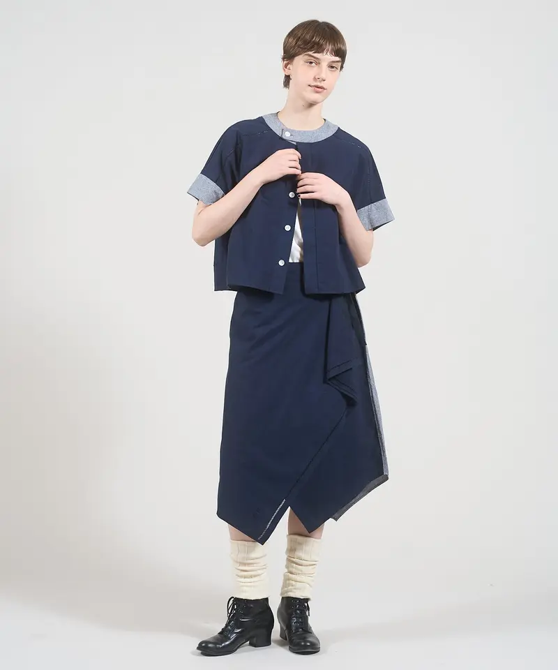 HANDKERCHIEF HEM WRAP SKIRT NOIL