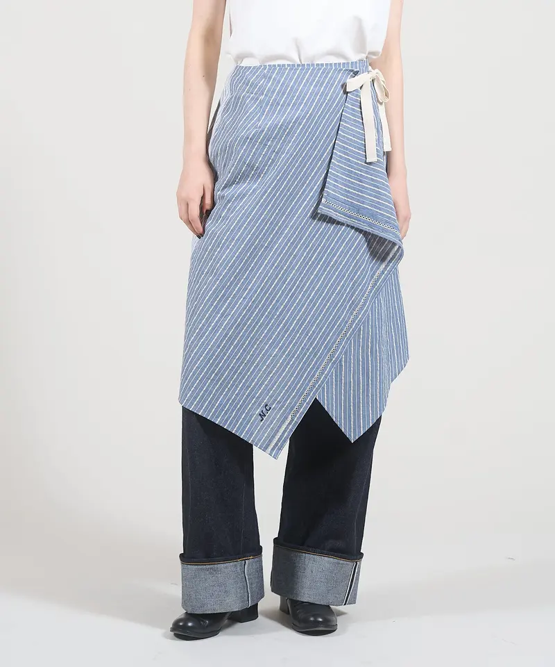 HANDKERCHIEF HEM WRAP SKIRT STRIPE