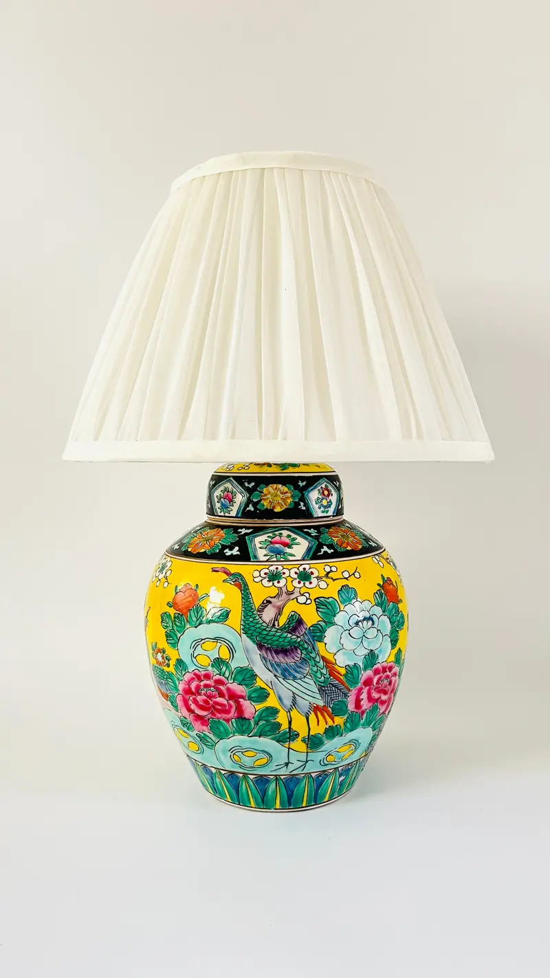Antique Japanese Peacock Lamp