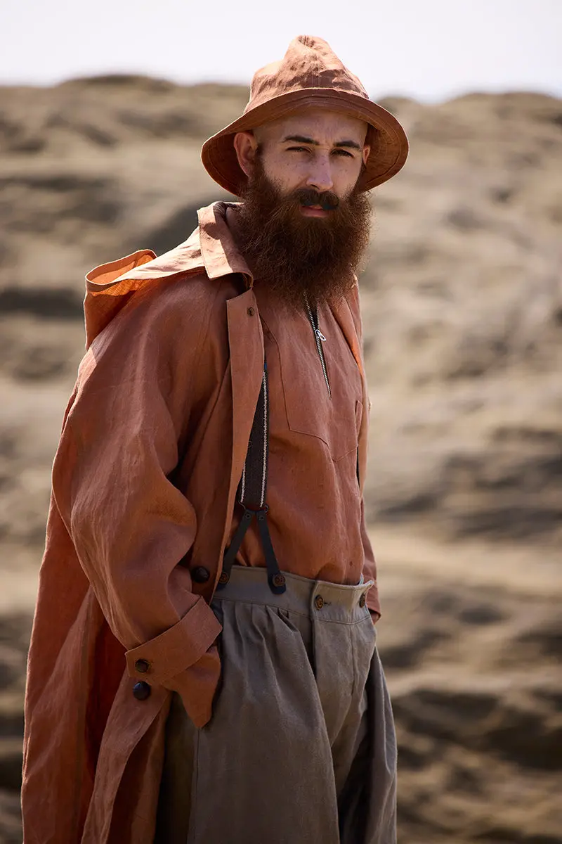 FISHERMAN COAT KAKISHIBU LINEN