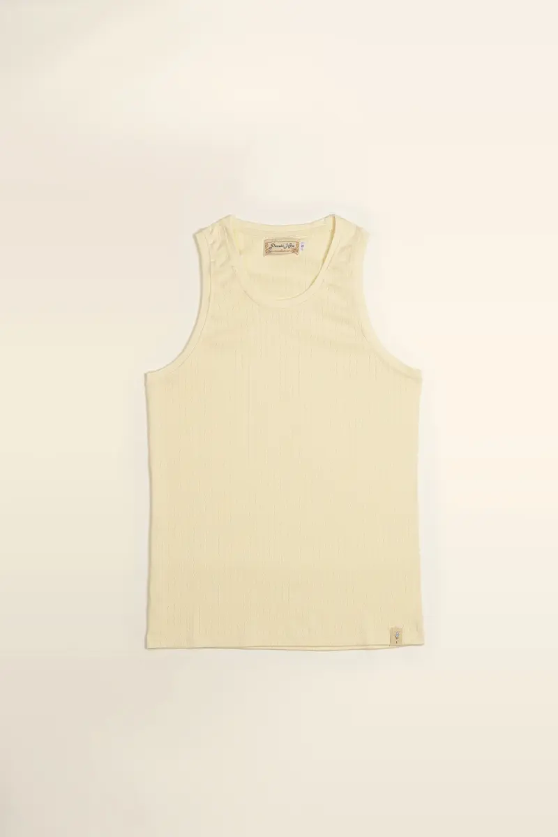 Hollow Cotton Singlet in Butter Yellow