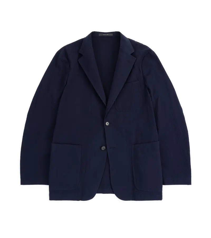 Gitman Vintage Cotton Seersucker Simple Jacket: Navy