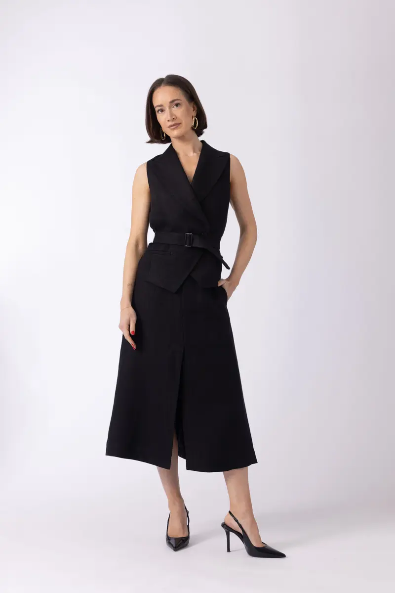 Arta Waistcoat - Double breasted waistcoat in black