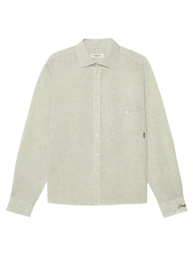 Camisa Micro Check Linen Boxy
