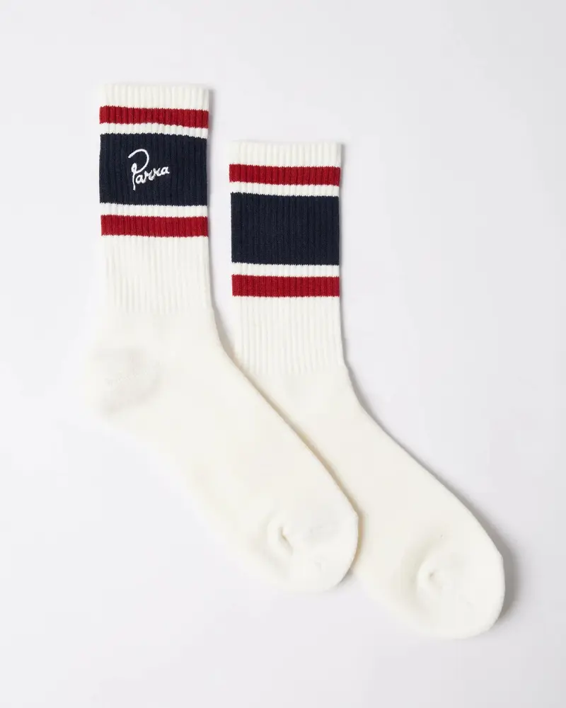 Parra Crew Socks Striped Signature White