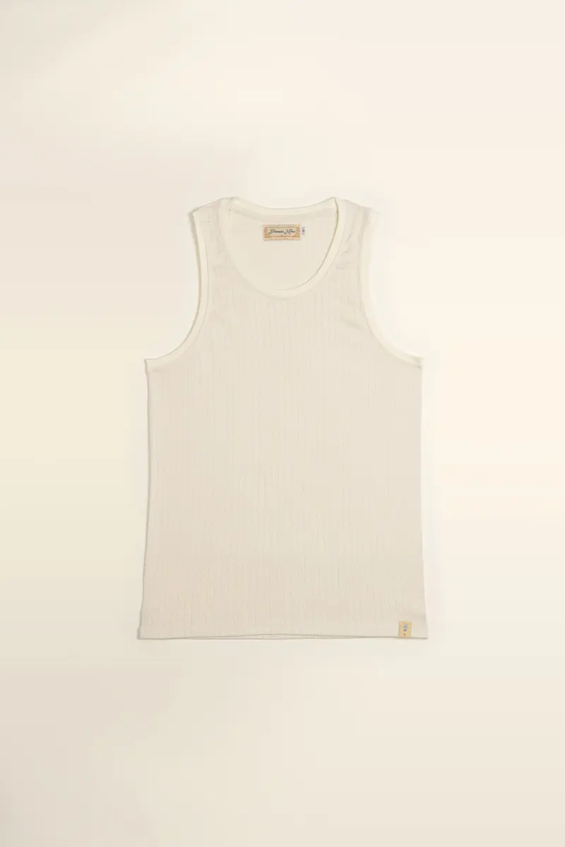 Hollow Cotton Singlet in Off-White
