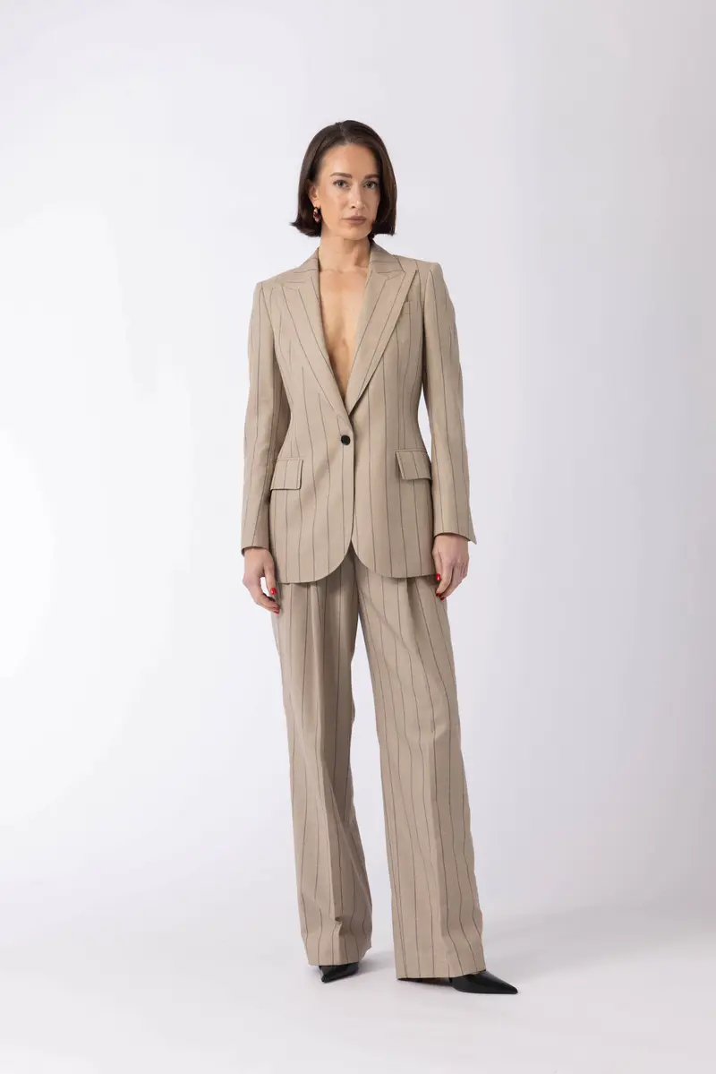 Amora jacket - Single-breasted suit jacket in sand