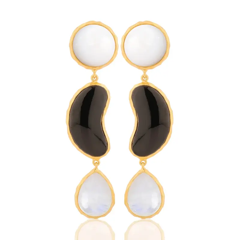 BOHEME BY VERO | Dubai Earrings Mini - Black Onyx and Mother of Pearl