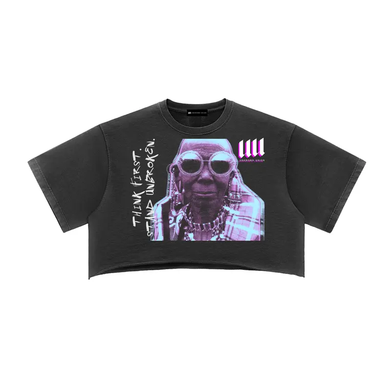 No. 57 Snow Washed Raw Edge Crop Top