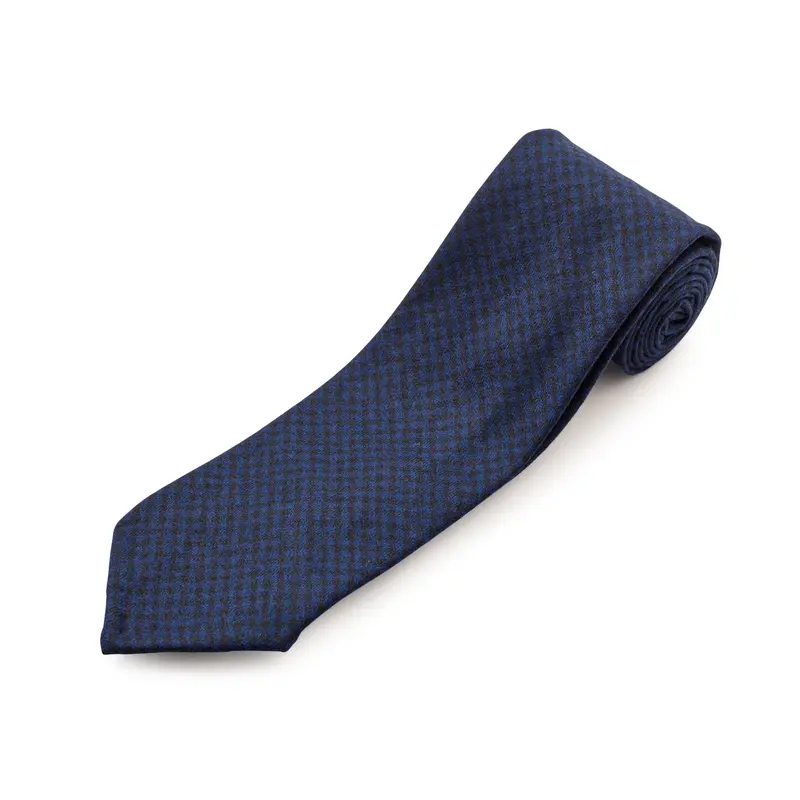 Fox 3 Fold Navy & Black Microcheck Flannel Tie