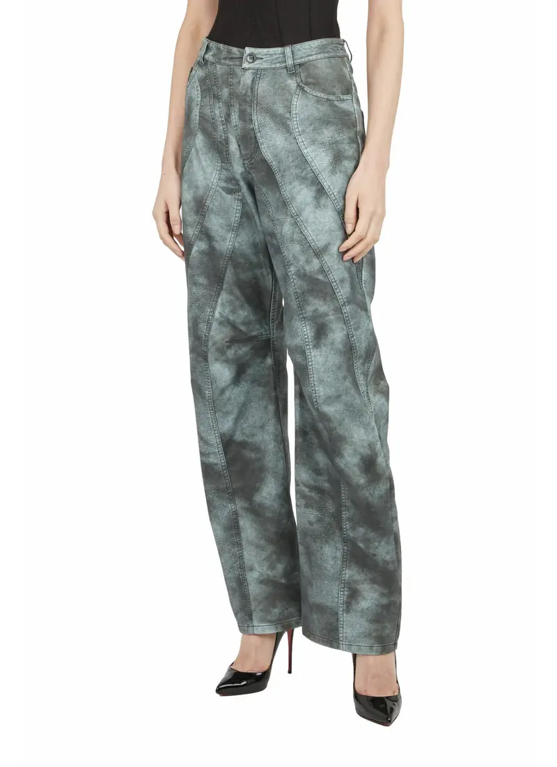 ASYMMETRICAL CUT-OUTS FAUX LEATHER TROUSERS