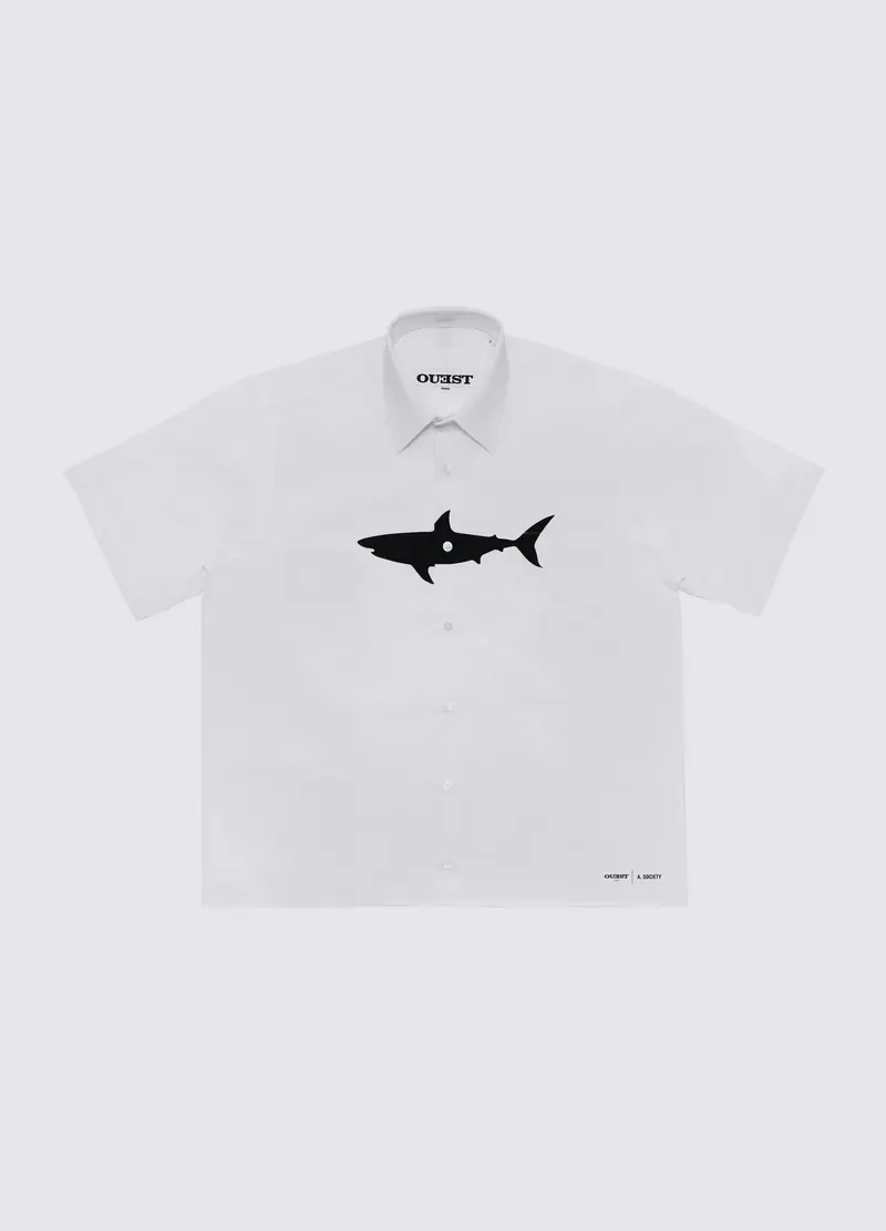 A. SOCIETY + OUEST - Shark Short Sleeve Shirt In Cotton Popline