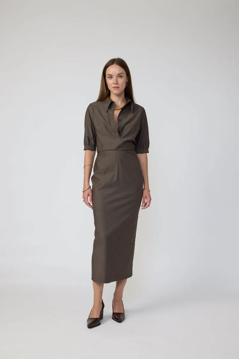 Rome Dress - Midi dress in brown