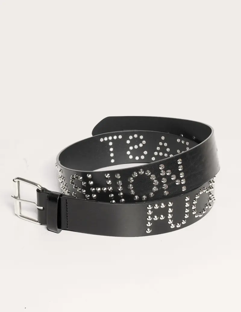 'F*ck Fast Fashion' Studded Leather Belt